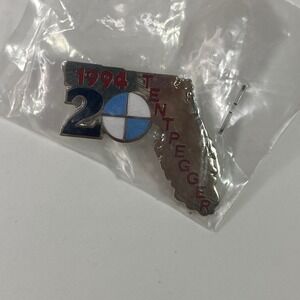 Vintage BMW 94 Tentpegger 20th Anniversary Florida State Enamel Lapel Pin Silver